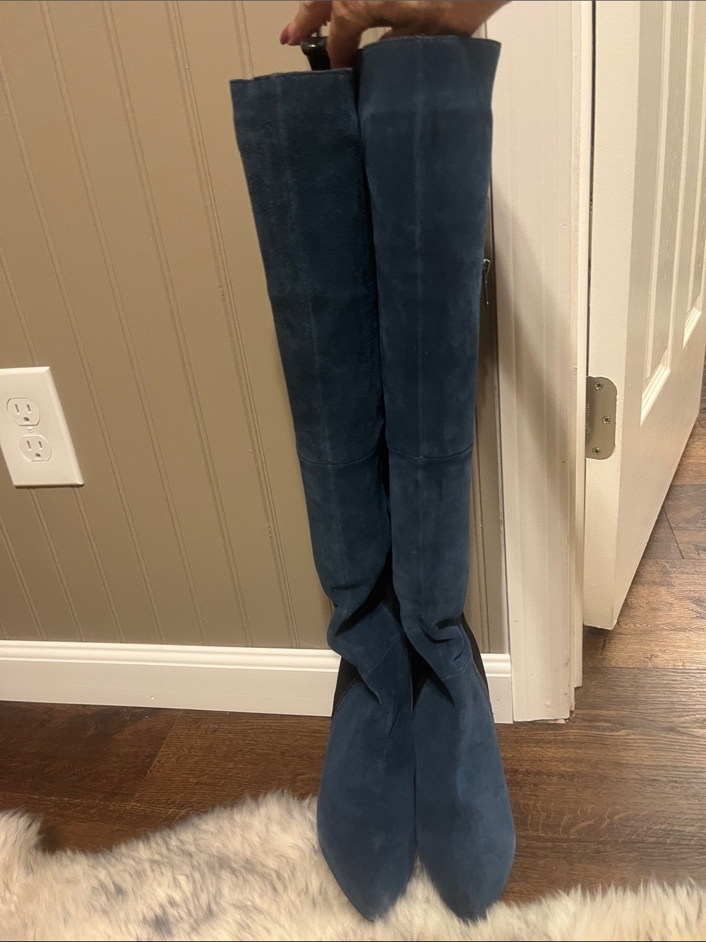 SEXY Over-the-Knee Suede Boots in Deep Blue